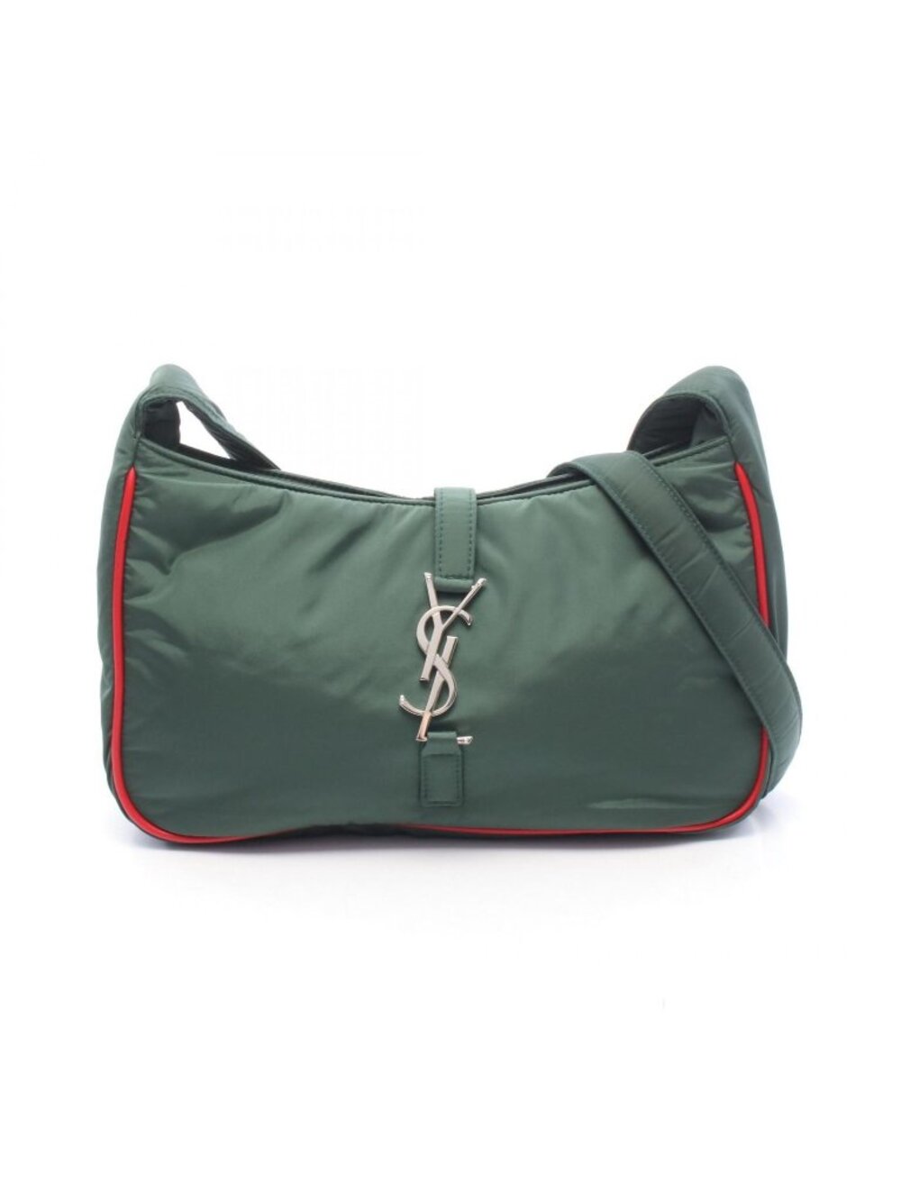 Saint Laurent Paris Shoulder Buckle Cassette Green Red Nylon Leather Le 5 a 7